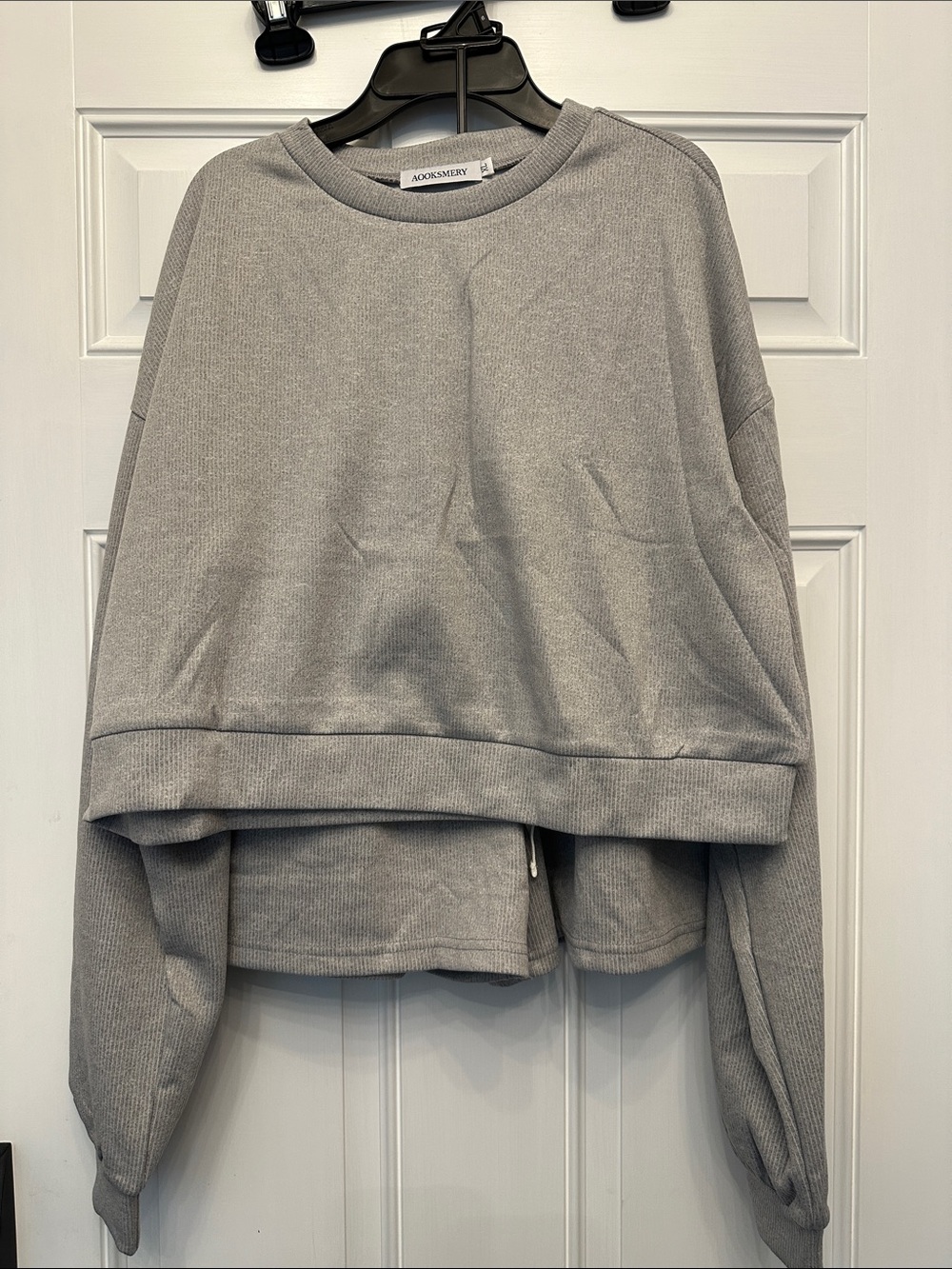 Women's Light Gray Crewneck Sweater and short set